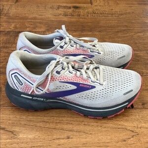 Brooks Ghost 14 Cushioned Road Running Shoes Gray Purple Pink Womens Size 8.5